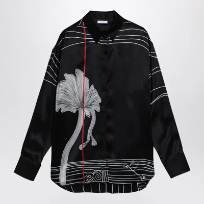 FERRAGAMO FERRAGAMO BLACK SILK SATIN SHIRT
