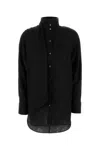 Ferragamo Black Silk Shirt In Nero
