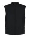 Ferragamo Black Sleeveless Vest With Stand Collar And Front Zip Closure In Black
