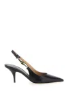 Ferragamo Leather Tally Slingback Heels 70 In Black