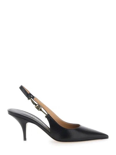 FERRAGAMO BLACK SLINGBACK PUMPS