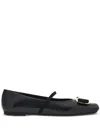 Ferragamo Ruffle Pointed Toe Ballerina Shoes In Black