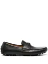 Ferragamo Leather Loafers With Round Toe And Sole In Black