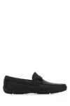 Ferragamo Black Solid Loafers In Multi