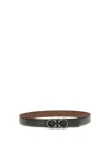Ferragamo Black Solid Reversible Belt In Black
