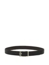 Ferragamo Square Buckle Reversible And Adjustable Grained Leather Belt In Black