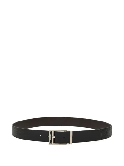 FERRAGAMO BLACK SQUARE BUCKLE REVERSIBLE BELT