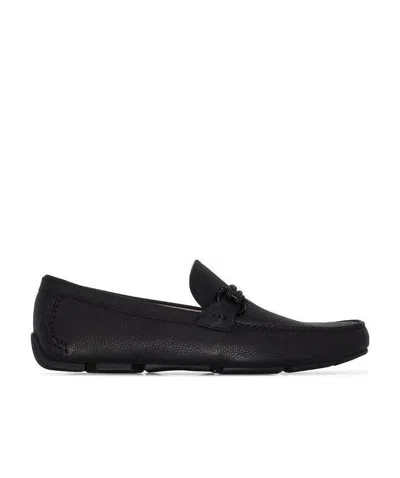 FERRAGAMO BLACK STITCHING DESIGN BUSINESS CASUAL SHOES