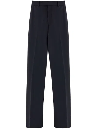 Ferragamo Black Straight-leg Tailored Trousers In Blue