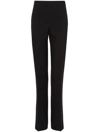 FERRAGAMO BLACK STRAIGHT-LEG WOOL TROUSERS