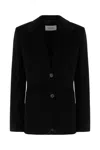 Ferragamo Cotton Blazer Stretch Lapel Single-breasted Pockets In Black