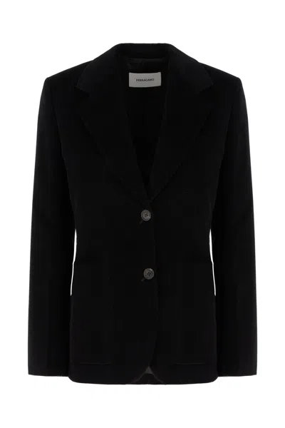 Ferragamo Black Stretch Cotton Blazer