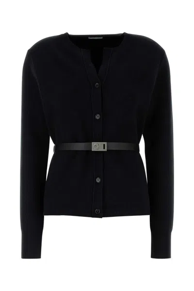 Ferragamo Black Stretch Wool Blend Cardigan