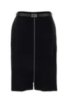 Ferragamo Stretch Wool Blend Skirt With Belted Waist