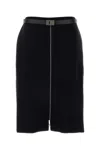 Ferragamo Stretch Wool Blend Skirt With Belted Waist