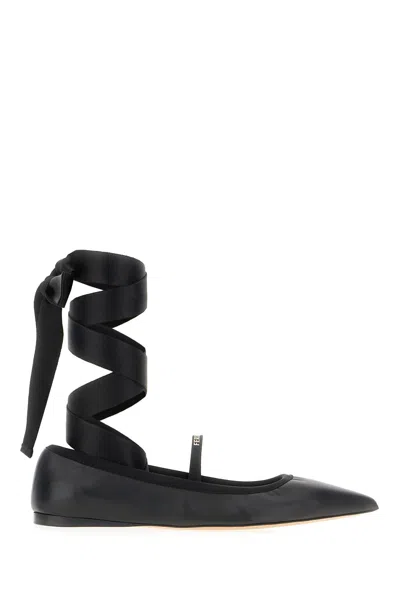 Ferragamo Black Suede Ballerinas