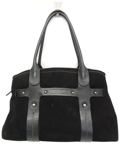 Pre-owned Ferragamo Black Suede Leather Handbag (authentic Pre-loved)