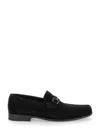 Ferragamo Black Gancini Ornament Loafers In Black