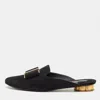 Ferragamo Black Suede Bow Flat Mules In Black