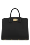 Ferragamo Studio Box Leather Shoulder Bag In Black