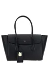 Ferragamo Black Tote Bag With Logo And Plaque Detail In Hammered Leather Woman In Black