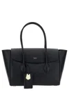 Ferragamo Black Tote Bag With Logo And Plaque Detail In Hammered Leather Woman