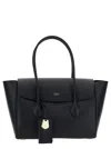 Ferragamo Black Tote Bag With Logo And Plaque Detail In Hammered Leather Woman
