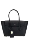 Ferragamo Black Tote Bag With Logo And Plaque Detail In Hammered Leather Woman In Multicolor