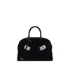 Ferragamo Hug Strass Velvet Top-handle Bag In Black