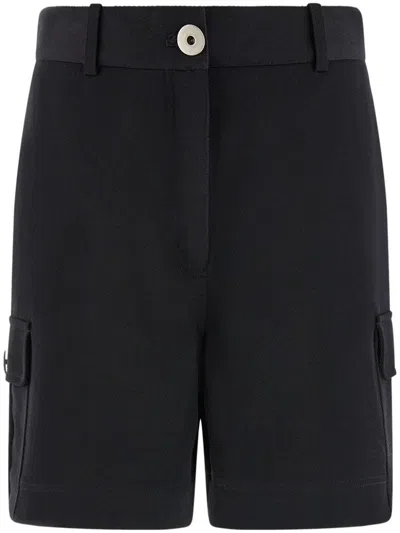 Ferragamo Virgin Wool Utility Shorts In Black