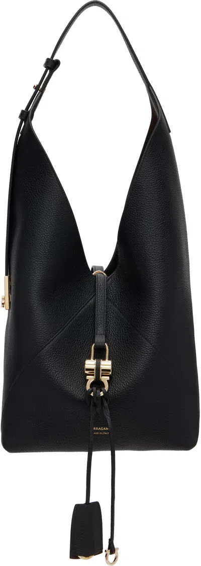 Ferragamo Black V-shaped Tote
