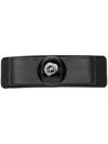 Ferragamo Leather Logo Plaque Clip In Black