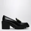 Ferragamo Black Vara Bow Moccasin With Heel In Black
