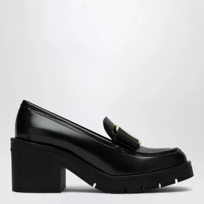 FERRAGAMO FERRAGAMO BLACK VARA BOW MOCCASIN WITH HEEL