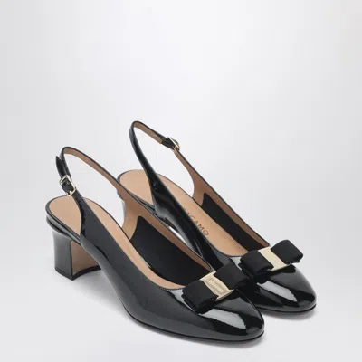 Ferragamo Black Vara Bow Slingback Shoes In Multi