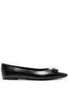 Ferragamo Bow Ballet Shoes In Black