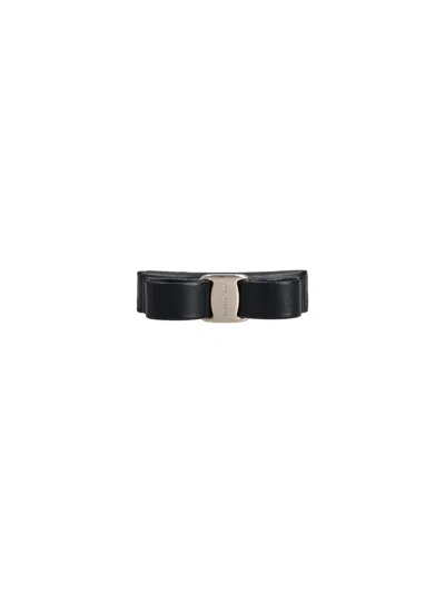 Ferragamo Black Vara Leather Hair Clip