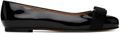 Ferragamo Ballet Flats Varina Patent Leather In Nero