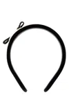 Ferragamo Black Headband With Bow And Logo Plaque In Black