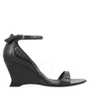 Ferragamo Vidette Womens Patent Leather Adjustable Wedge Sandals In Black