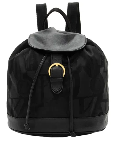 Pre-owned Ferragamo Black Vintage Gancini Drawstring Mini Backpack (authentic Pre-loved)