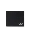 Ferragamo Gancini Leather Bifold Wallet In Black