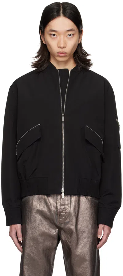 Ferragamo Black Water-resistant Bomber Jacket In 1534/001 Nero