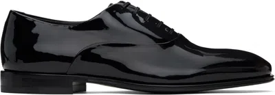 Ferragamo Black Wave Oxfords In Nero