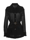 Ferragamo Wool Gauze Jacket In Black
