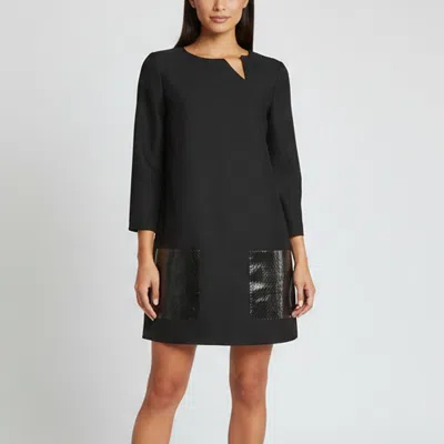 Pre-owned Ferragamo Black Wool Blend Long Sleeve Short Dress S