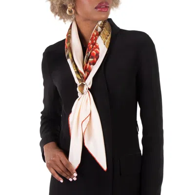 Ferragamo Blackberry Print Silk Scarf In White