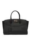 Ferragamo Large Studio Leather Top Handle Bag In Black