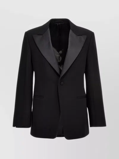 Ferragamo Single-breasted Tuxedo Blazer In Red