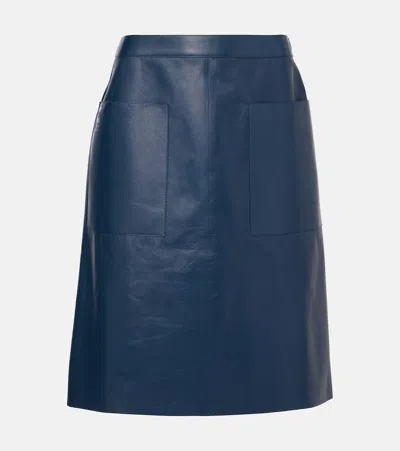 Ferragamo Bleistiftrock Aus Leder In Blau
